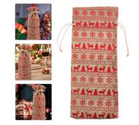 COSMOBETTY 2pcs Red Elk Shape Christmas Wine Bottle Drawstring Bags Made of Textile Fabric for Convenient Storage and Comfortable Touch, for Festive Holiday Decoration