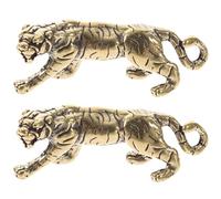 COSMOBETTY 2pcs Small Brass Tiger Figurines Retro Delicate Tiger Adornments Sturdy and Strong Desktop Decoration for Office or Home Display