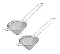COSMOBETTY 2pcs Stainless Steel Kitchen Colander Strainer with Fine Mesh Filter, Wear Resistant Multifunctional Food Strainer for Hot Pot and Cooking, Sturdy Silver Metal Sieve