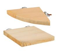 COSMOBETTY 2pcs Wooden Bird Perches with Fan and Square Flat Platforms, Chewable Natural Wood Cage Accessories for Conure and Cockatiel, Multi-branch Stand Poles for Pet Birds