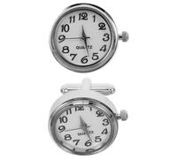 COSMOBETTY 2pcs Working Watch Cufflinks for Men Stainless Steel Cuff Buttons with Mechanical Movement Random Letter Design Sleeve Decor for Formal Occasions and Gifting