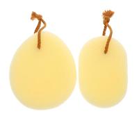 COSMOBETTY 2pcs Yellow Body Sponge Bath Scrubber for Exfoliating and Quick-Drying, Oval Shaped Body Sponge for Bathing and Creating Rich Lathers