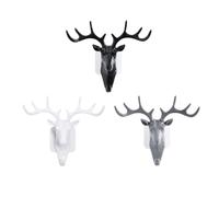 COSMOBETTY 3pcs Black Plastic Antler Shape Hooks Space-Saving Wall Hooks for Hanging Coats Hats Keys Unique Chic Home Decoration