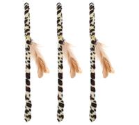 COSMOBETTY 3pcs Portable Handheld Cat Teaser with Leopard Print Design, Lightweight Cloth Material, Interactive Kitten Plaything for Home Use to Stimulate Curiosity