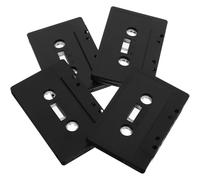 COSMOBETTY 4pcs Black Blank Audio Cassette Tapes, Plastic DIY Accessories for Handcrafts and Wall Decoration, Matte Classic Style for Vintage-inspired Home or Bar Decor