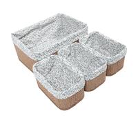 COSMOBETTY 4pcs Green Woven Storage Baskets for Nursery and Playroom, Bamboo and Fabric Material, Cube Shape with Wide Opening, Handcrafted Rustic Design for Organizing Essentials and Plush
