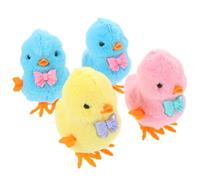 COSMOBETTY 4pcs Plush Wind-up Chick, Educational Cartoon Design Clockwork Set, Cute Hopping Chicken for Playtime and Random Color
