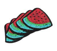 COSMOBETTY 5pcs Watermelon Embroidered Iron on Patch with Polyester Thread Fabric, Easy Application Sew-on Clothing Appliqué for Wardrobe and T-Shirt Decoration, Red Cartoon Stylish Design