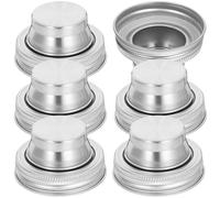COSMOBETTY 6pcs Stainless Steel Cocktail Shaker Lids Set, Sturdy and Easy to Use Jars Covers for Kitchen Use and Mixing a Cocktail the Bar, Silver Multi-function Bottle Lids