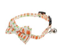 COSMOBETTY Bow Tie Collar Neck Belt Cat White Adjustable with Bell, Comfortable Cloth Material Decorative Stylish and Unique Pattern Pet Neck Decor for Small Animals for Indoor Cats