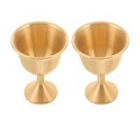 COSMOBETTY Brass Goblets Stemmed Cups Classic Medieval Style Gold Chalice 2pcs with Comfortable Grip and Present Worthy Craftsmanship for Dining Table and Holy Water Ceremony