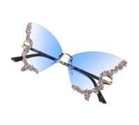 COSMOBETTY Butterfly Shape Rhinestone Sunglasses for Women Lightweight Resin and Metal Frame Funky Retro Style High-end Atmosphere for Daily Life Wearing and Vacation