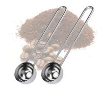 COSMOBETTY Coffee Measuring Spoons Classic Style 2pcs Stainless Steel with Long Handle Easy to Wash and Rustless with High Polish Finish for Home and Kitchen