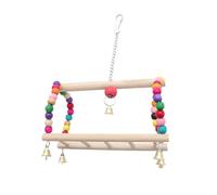 COSMOBETTY Colorful Wooden Beads Hanging Bridge for Parrots and Small Birds, Adventuring and Exploring Bird Swing Suitable for Playground Use