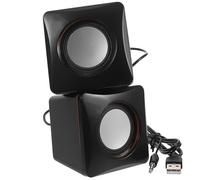 COSMOBETTY Compact and Portable Speakers Wired USB Mini Desk Speakers for Computer and Laptop, Black Abs Material with Copper and Magnet, for Travel and Home Use, 1 Pair