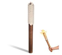 COSMOBETTY Decorative Fire Torch Handmade Wood Torch for Garden Brown | Real Flame Garden Torches, Wooden Outdoor Torch Cotton Rope, Reusable Lighting for Courtyards