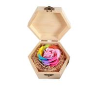 COSMOBETTY Design Wooden Soap Rose Flower Hexagonal in Box Valentine's Day Women's Day Decoration, Elegant Simulate Gift for and for Wife and Mother