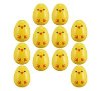 COSMOBETTY Easter Eggs Decorative and Fillable with Chick Design 12pcs Yellow for Easter Hunt , Party Favour Basket Stuffers , and Home Supplies