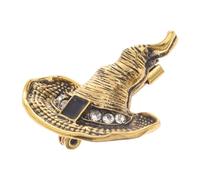 COSMOBETTY Elegant Crystal Brooch for Women, Multi-purpose Alloy Witch Hat Pin Zirconia Stones, Clip-on Party and Ceremony Accessory, Delicate Golden Dress Brooch