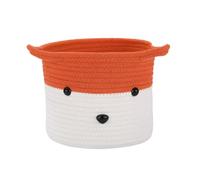 COSMOBETTY Hand-woven Lovely Woven Basket Cotton Storage Basket with Cute Fox Pattern in Orange, Easy to Move for Nursery or Home Organisation Makeup, or Laundry