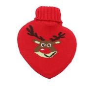 COSMOBETTY Heart Shaped Hot Water Bottle 800ml with Knitted Cover for Back and Neck Relief, Rubber Material, Wool Knit, for Valentine's Day and Christmas Hand Warmer