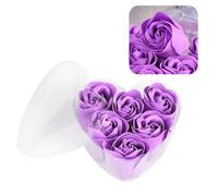 COSMOBETTY Heart-shaped Rose Scented Soap Flowers Box with 6 Purple Rose-shaped Soaps, Decorative and Fragrant, Valentines Gift for Her or Ladies Special Occasion
