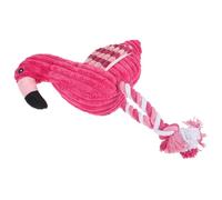 COSMOBETTY Interactive Pink Plush Flamingo Shape Dog Chew with Squeaky Feature and Teeth Cleaning Function for Indoor Play Suitable for Cats and Dogs