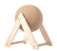 COSMOBETTY Natural Sisal Cat Scratch Ball for Indoor Cats Kitten Scratcher with Wooden Base and Sturdy Globe Shape Fun Interactive to Prevent Furniture Scratching