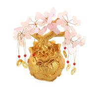 COSMOBETTY Pink Crystal Money Tree Bonsai Ornament Golden Bag