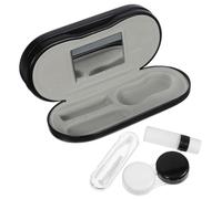 COSMOBETTY Portable, Pu Leather and Plastic Material with Double-Layer Design and Contact Lens Case Small Contacts Lens Holder Lightweight and Compact Can be Put in Your Bag for Outdoor Use