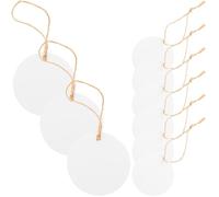 COSMOBETTY Reusable Writable Round Label Tags with Hemp Rope String, White Paper DIY Blank Hanging Tags for Gift Wrapping and Cupcake Toppers, Simple Chic Design for Crafts