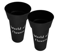 COSMOBETTY Simple Flower Buckets Black Pp Plastic Material 2pcs for Flower Arrangement for Office Desk and Balcony Decoration