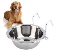 COSMOBETTY Stainless Steel Pet Food Water Bowl with Easy Installation and Removable Bowls, Silver Hanging Cage Mounted Feeder Suitable for Dogs, Cats, Rabbits, and Birds