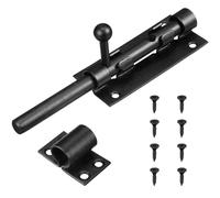 COSMOBETTY Stainless Steel Sliding Bolt Lock with Integrated Padlock Hole and Quick Setup, Black Barrel Bolt Latch for Garages and Farms, Sturdy Door Slide Latch with Screws Included