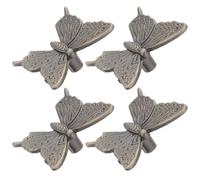 COSMOBETTY Vintage Butterfly Cabinet Knobs Zinc Alloy 4pcs Decorative Single Hole Drawer Pull Handles Retro Wardrobe and Cabinet Door Handles for Furniture Decor and Kitchen