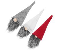 COSMOBETTY Wine Non-woven in Christmas Covers 3pcs Bottle Red, Grey and White Material, Christmas Hat Shape Wine Bottle Caps Easy to Carry Xmas for Holiday Season and Banquet Decoration