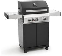 Cosmogrill 3+1 Premium Black Gas Barbecue With Weather Proof Cover & Ceramic Sear Burner + Side Ring Burner