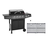 Cosmogrill 4+1 Original 5 Gas Burner Bbq With Side Barbecue Burner & Storage With 2 Cast Iron Grill Grates