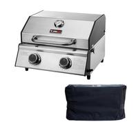 CosmoGrill Compact Gas Stainless Steel 2 Burner BBQ Ideal For Tables Grills Terraces Camping (Compact BBQ With Cover)