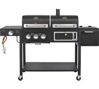 CosmoGrill Hybrid 4 Burner Barbecue with Waterproof Cover | DUO Dual Fuel BBQ 3+1 Gas Grill and Charcoal Smoker BBQ Grill, Thermometer, Warming Rack | Outdoor Portable Dual Fuel Large Coal Barbecue