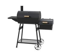 CosmoGrill NEW Cinder Offset Smoker Charcoal Barbecue, Portable Charcoal BBQ Grill with Dual Chamber, Handle, Foldable Side Table & Storage Rack for Garden, Patio, Outdoor Camping, Black.