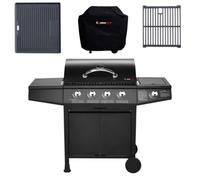 Cosmogrill Original 5 Gas Burner 4+1 Outdoor Barbecue Grill With Cover, Cast Iron Griddle & Grill Grate