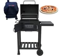 Cosmogrill Outdoor Jr. Smoker Charcoal Barbecue For Garden With Cover, And Pizza Stone