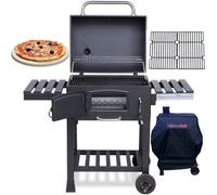 Cosmogrill Outdoor Xl Smoker Charcoal Barbecue For Garden With Cover,cast Iron Grill & Pizza Stone