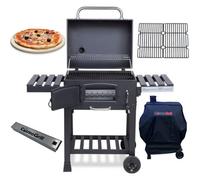 Cosmogrill Outdoor Xl Smoker Charcoal Bbq With Cover, Cast Iron Grills, Pizza Stone, & Smoker Box