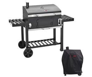 CosmoGrill Outdoor XXL Smoker Barbecue Charcoal Portable BBQ Grill with Waterproof Cover | Adjustable Charcoal Pan, Warming Rack and Thermometer | Large Coal BBQ Smoker for Home Garden Party Cooking
