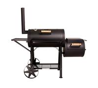 CosmoGrill Outdoor XXXL 90KG Charcoal Barbecue | Portable Smoker BBQ Grill with Barrel Offset Smoker, Warming Rack, Built-in Thermometer, Shelves | Extra Large Black BBQ for Home Garden Party Cooking
