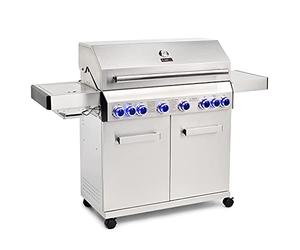 CosmoGrill Platinum Stainless Steel 8 Burner 6+2 Gas Barbecue Grill for Outdoor Cooking, High-Performance Garden Gas BBQ with Large Cooking Area and Built-in Thermometer