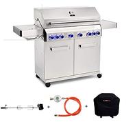 CosmoGrill Platinum Stainless Steel 8 Burner 6+2 Gas Barbecue Grill with Rotisserie and Waterproof Cover, High-Performance Outdoor Garden BBQ for Home Cooking