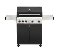 CosmoGrill Premium Black 5 Gas Burner 4+1 Barbecue Grill with Ceramic Searer & Ring Side Burner, Built-in Temperature Gauge for Home Garden Party Outdoor Cooking